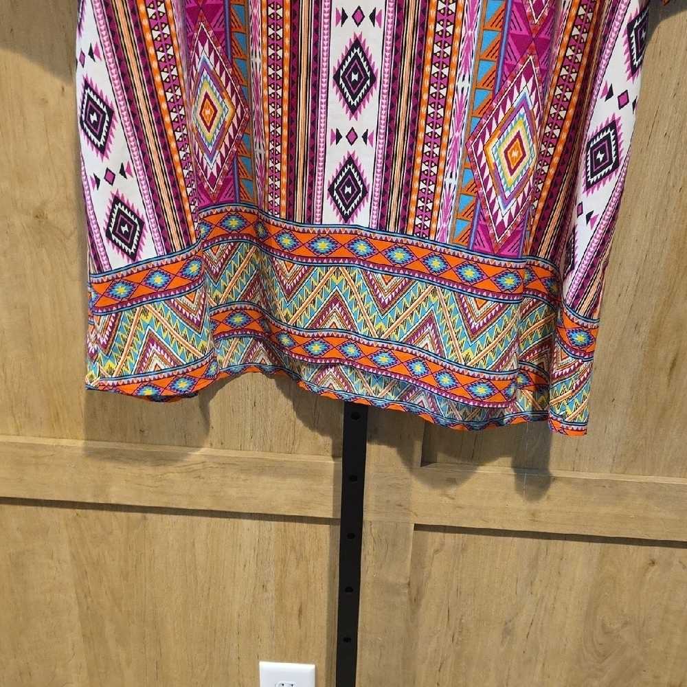 (J1) Gibson Latimer Multicolor Aztec Long Sleeve Mini Dress Sz XL - Picture 4 of 5